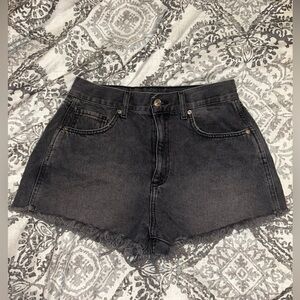 Forever 21 Black Jean Shorts Distressed Frayed Hem
